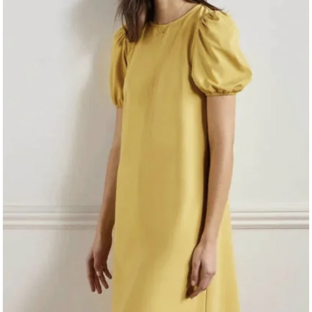 Boden Mustard Yellow (Butter) Puff Sleeve Ponte Seam Dress Size US 6R